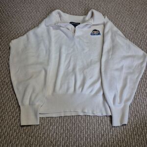 Vintage Puritan White Knit Polo Sweater 1/4 Zip Size Large